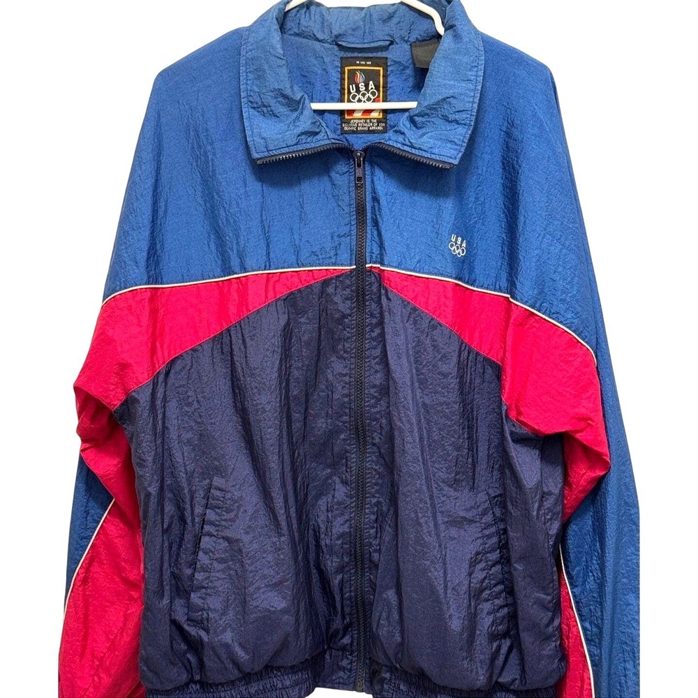 USA Olympic Colorblock Windbreaker Mens XL Vintage 90s